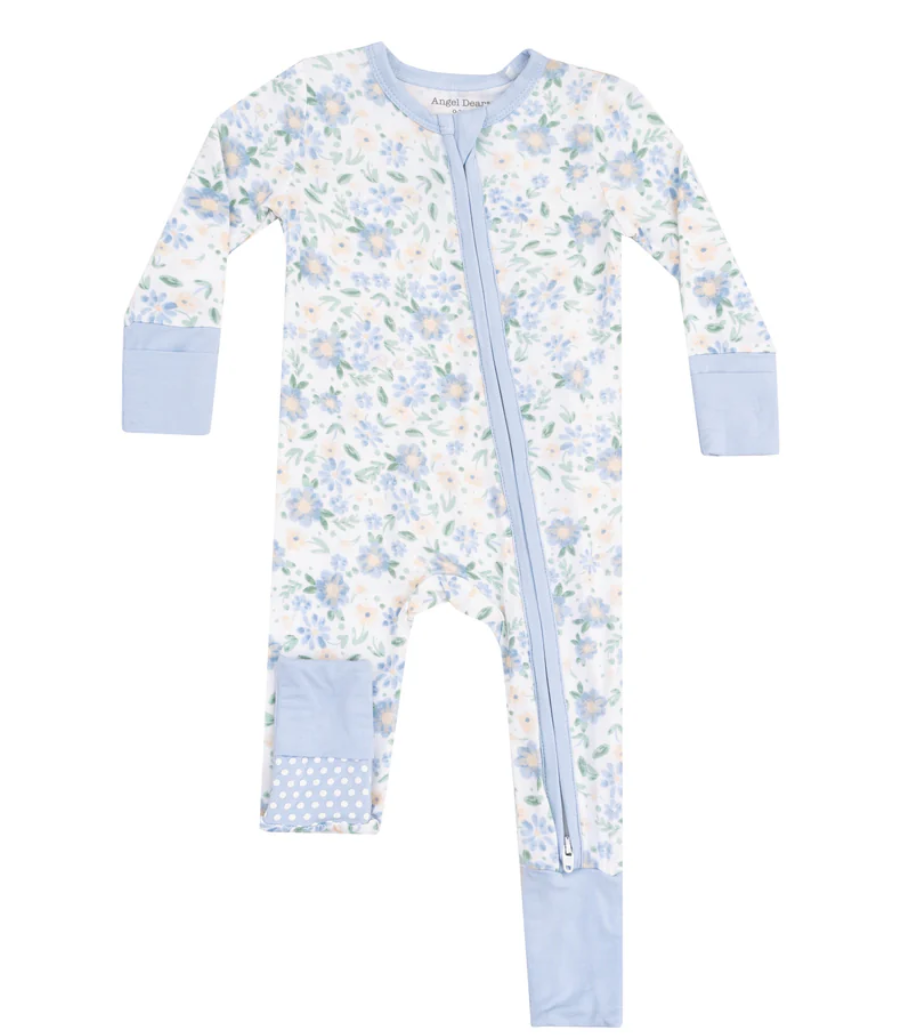 Angel Dear Girls Baby Veronical Floral 2 Way Zipper Romper Onesie