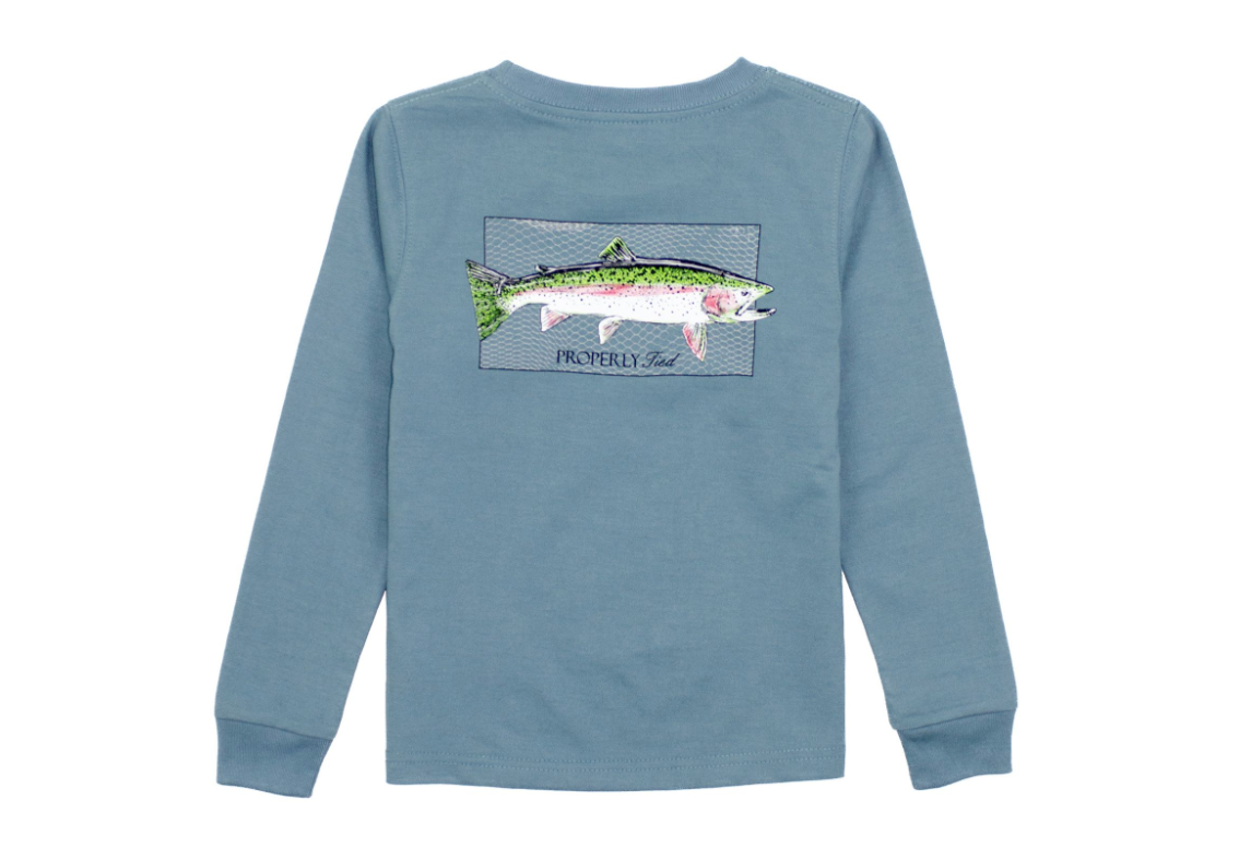 Properly Tied Rainbow Trout Long Sleeve Boys Shirt