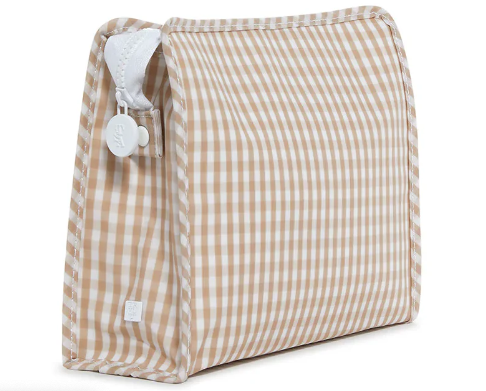 TRVL Gingham Khaki Roadie Medium Zip Pouch Bag