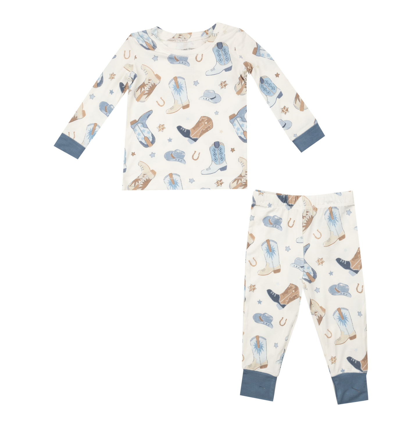Angel Dear Two Piece Blue Cowboy Boot Boys Bamboo Pajamas