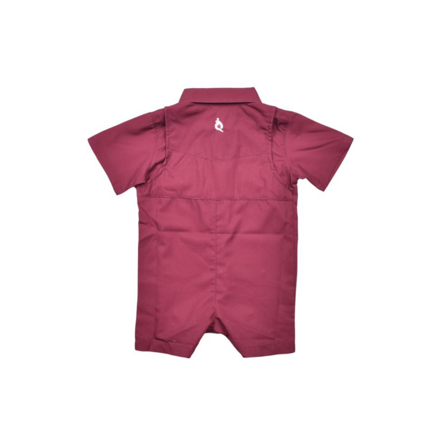BlueQuail Boys Maroon Performance Pearl Snap Romper