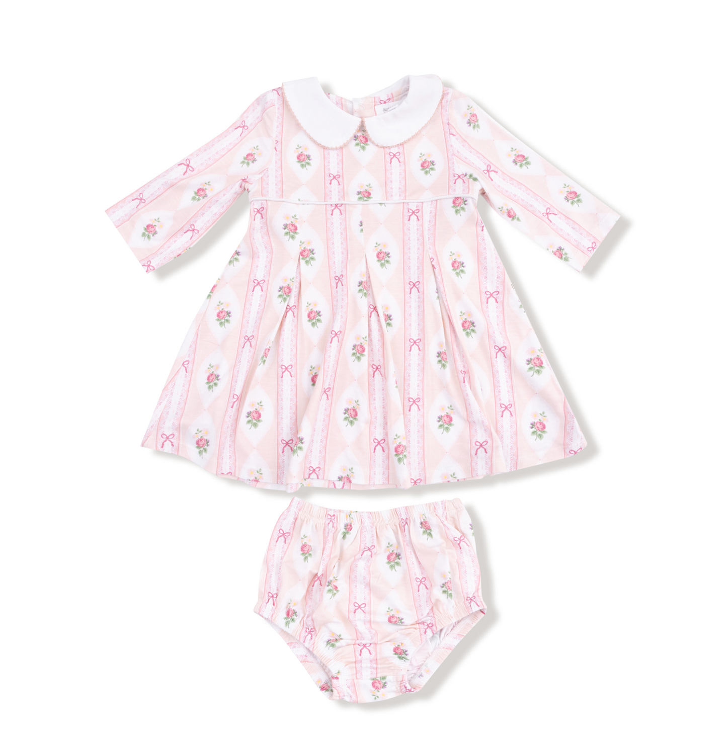 Angel Dear Grand Millennial Lace Floral Girls Bamboo Dress