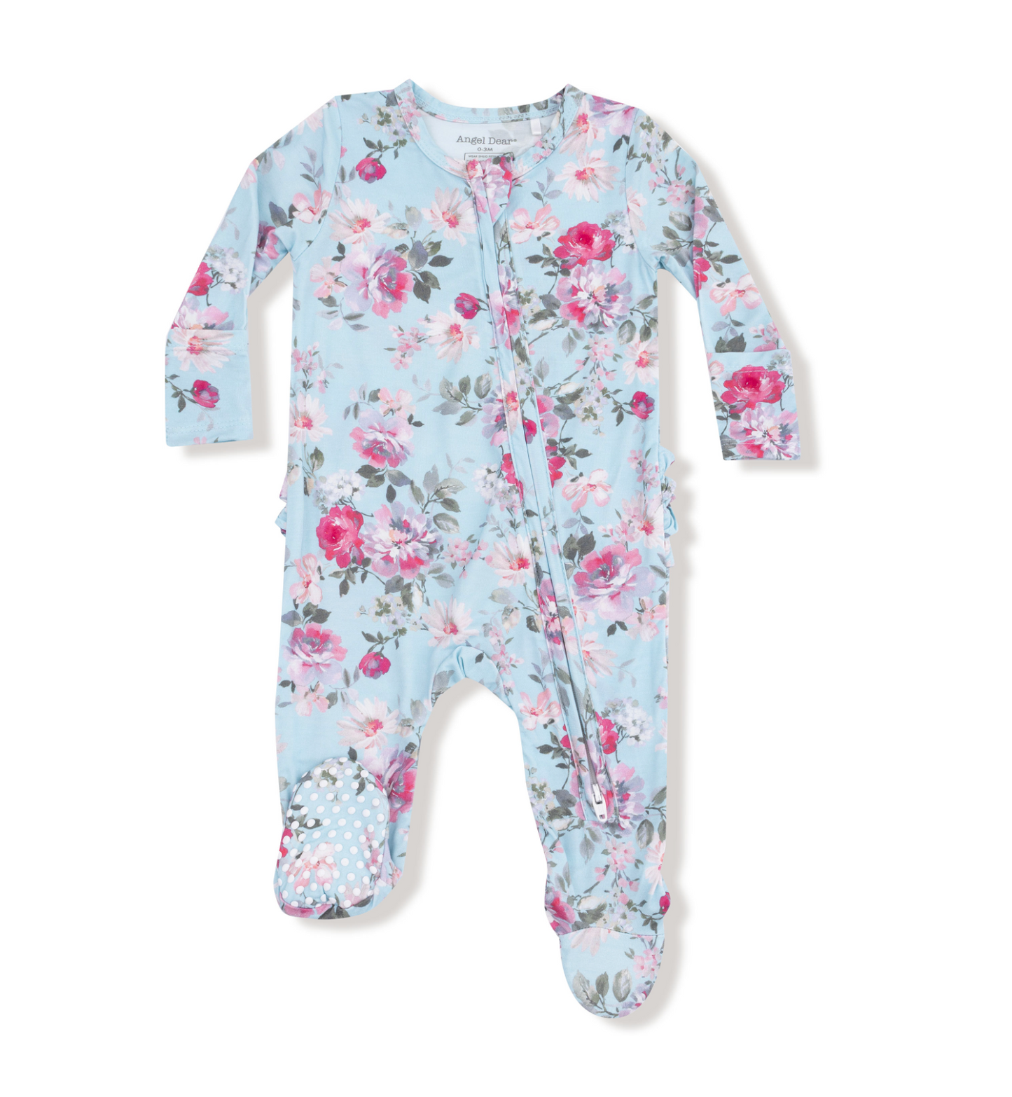 Angel Dear Charlotte Floral Bamboo Girls Zipper Onesie