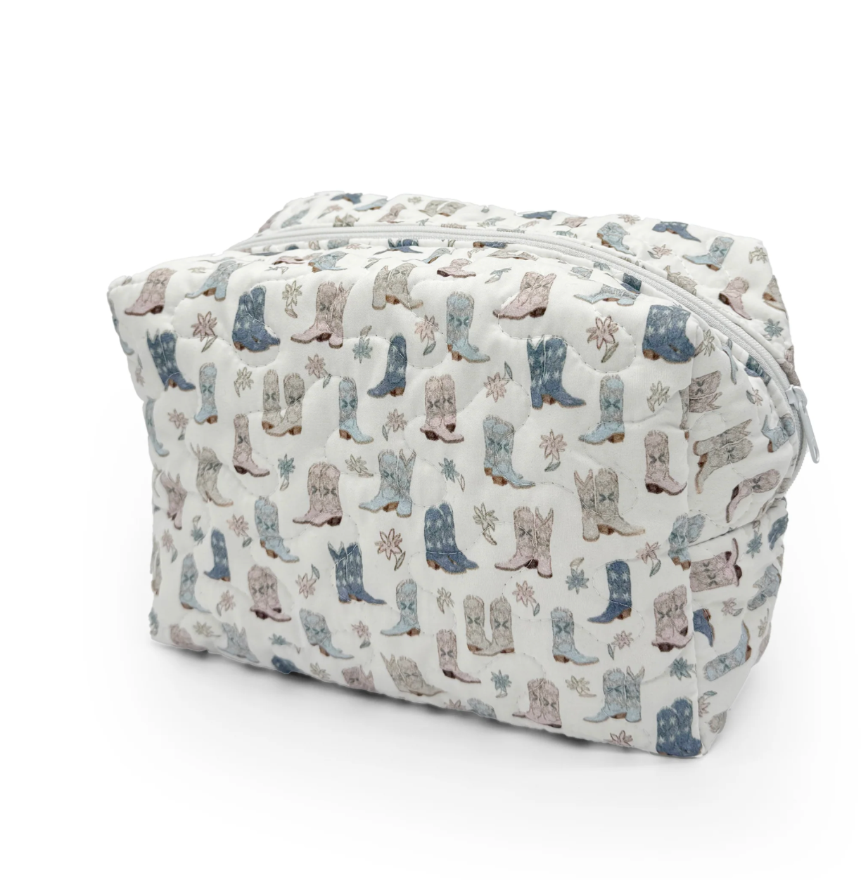 Ida Mae Daisy Boots Pastel Quilted Makeup Bag