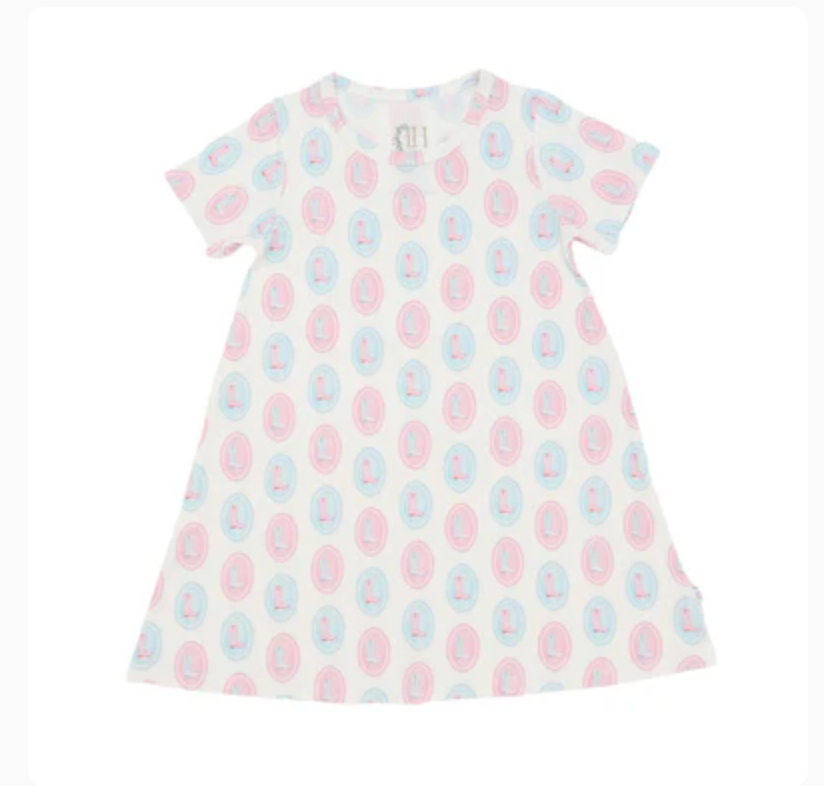 Hamner Hill x Petite Paloma Pastel Oval Boot Bamboo Girls Dress