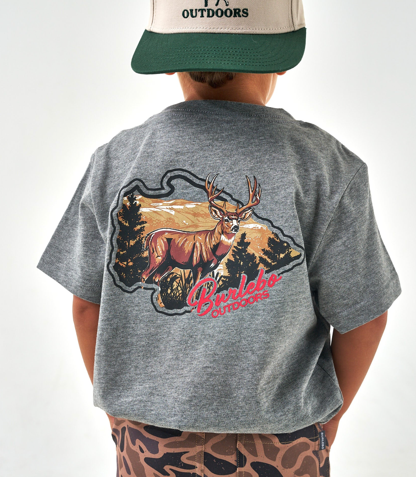 Burlebo Hill Country Buck Dark Heather Gray Boys Shirt