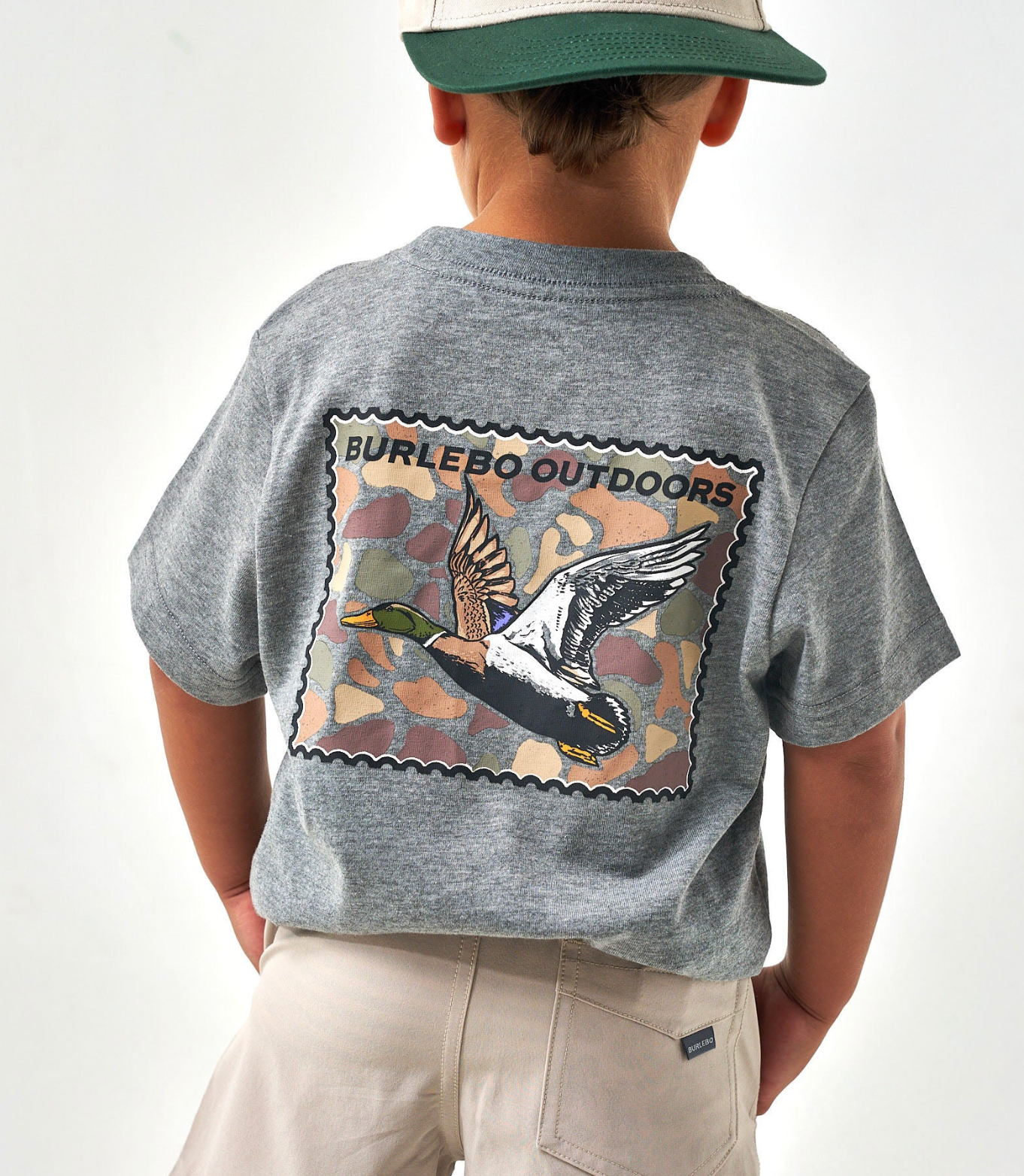 Burlebo Mallard Duck Stamp Dark Heather Gray Boys Shirt