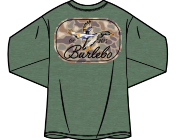 Burlebo Ducks Flying In Olive Boys Long Sleeve Shirt