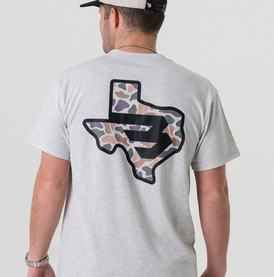 Burlebo Texas Camo Flying B Ash Grey Mens Shirt