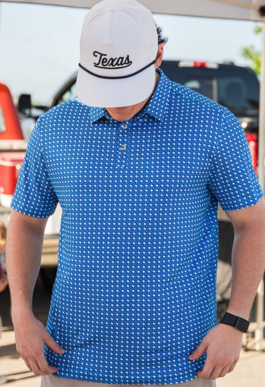 Burlebo Texas Blue & White Men's Polo