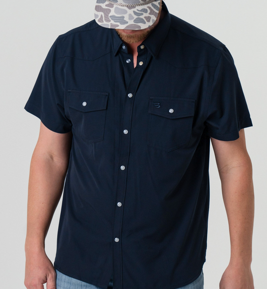Burlebo Navy Pearl Snap Western Men's Shirt