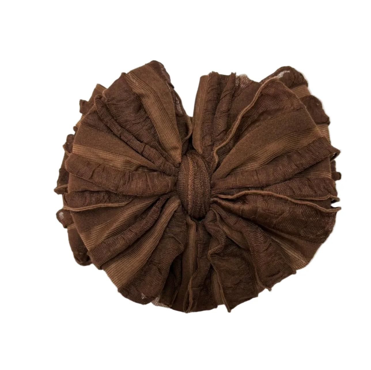 Brown Ruffled Headband Bow