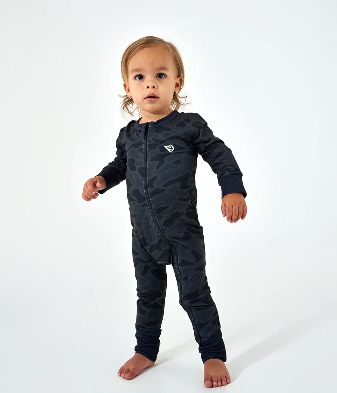 Burlebo Black Camo 2 Way Zip Onesie