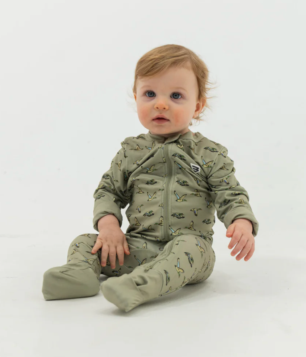 Burlebo Flying Mallard Ducks 2 Way Zip Onesie
