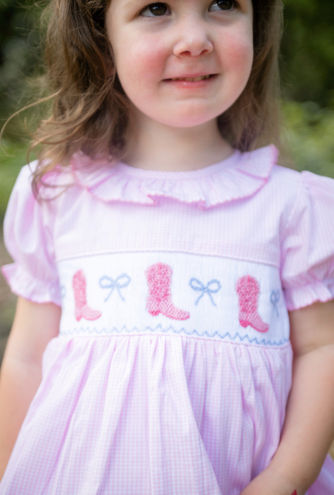 Shop Teeta Pink Cowgirl Boots Smocked Dress