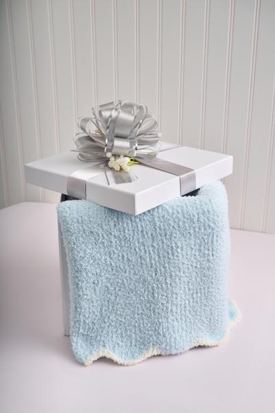 Mud Pie Blue Scallop Chenille Boys Blanket