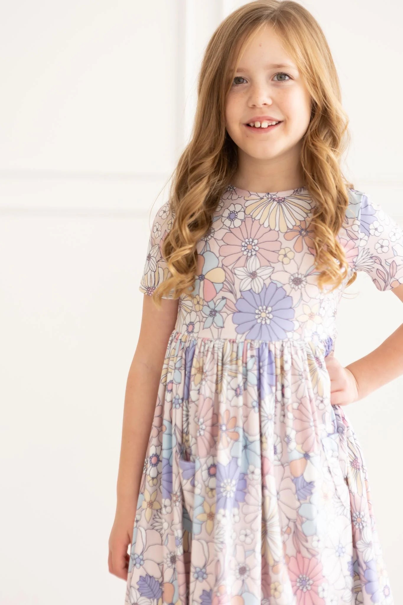Sweet Escape Floral S/S Pocket Girls Twirl Dress