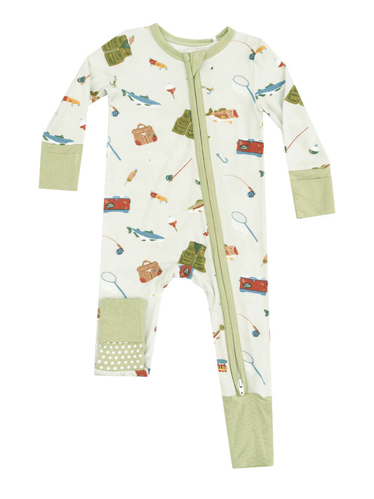 Angel Dear Fishing Things Green Bamboo Boys Onesie