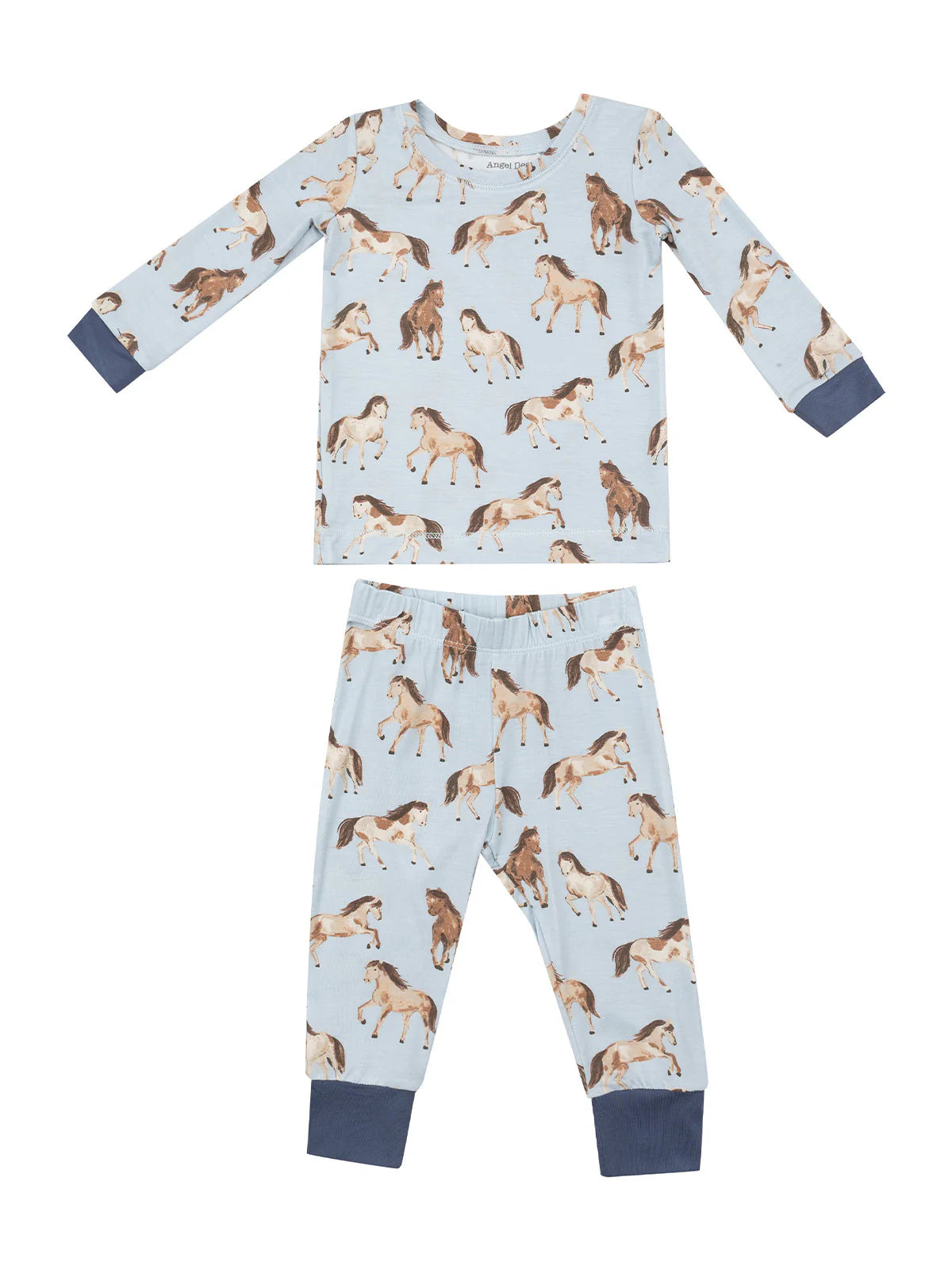 Angel Dear Two Piece Boys Blue Horses Bamboo Pajamas