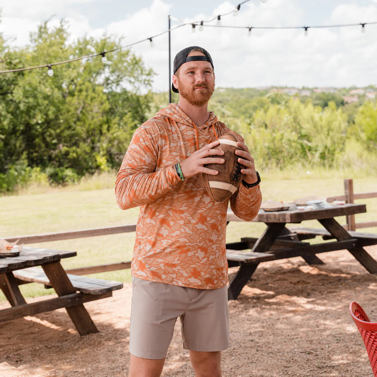 Burlebo Orange Texas Camo Mens Performance Pullover