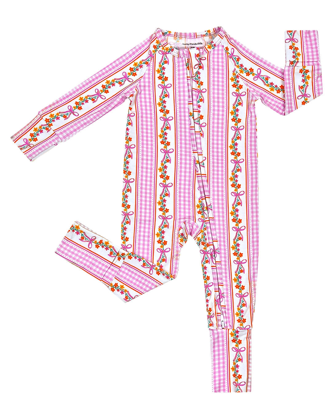 Gingham & Flowers Bamboo Girls Onesie