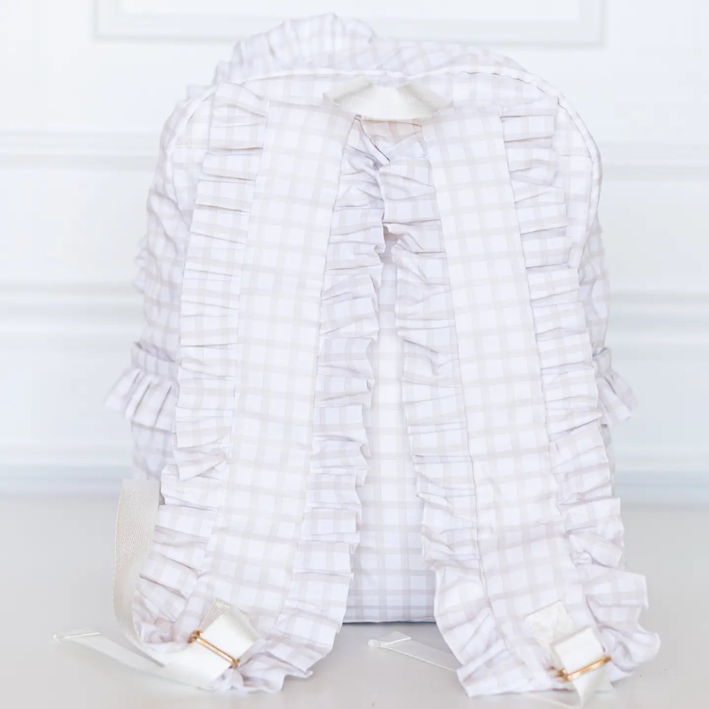 Hollis Nude Plaid Ruffled Nylon Backpack