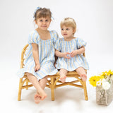 Angel Dear Odalys Floral Stripe Puff Sleeve Girls Dress with Bloomer