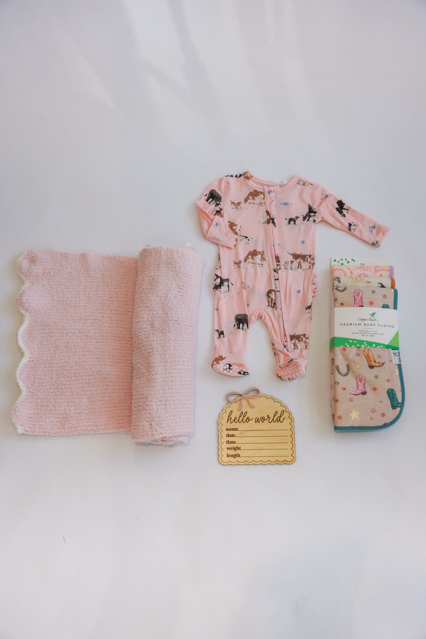 Pink Cows on The Farm Newborn Gift Box