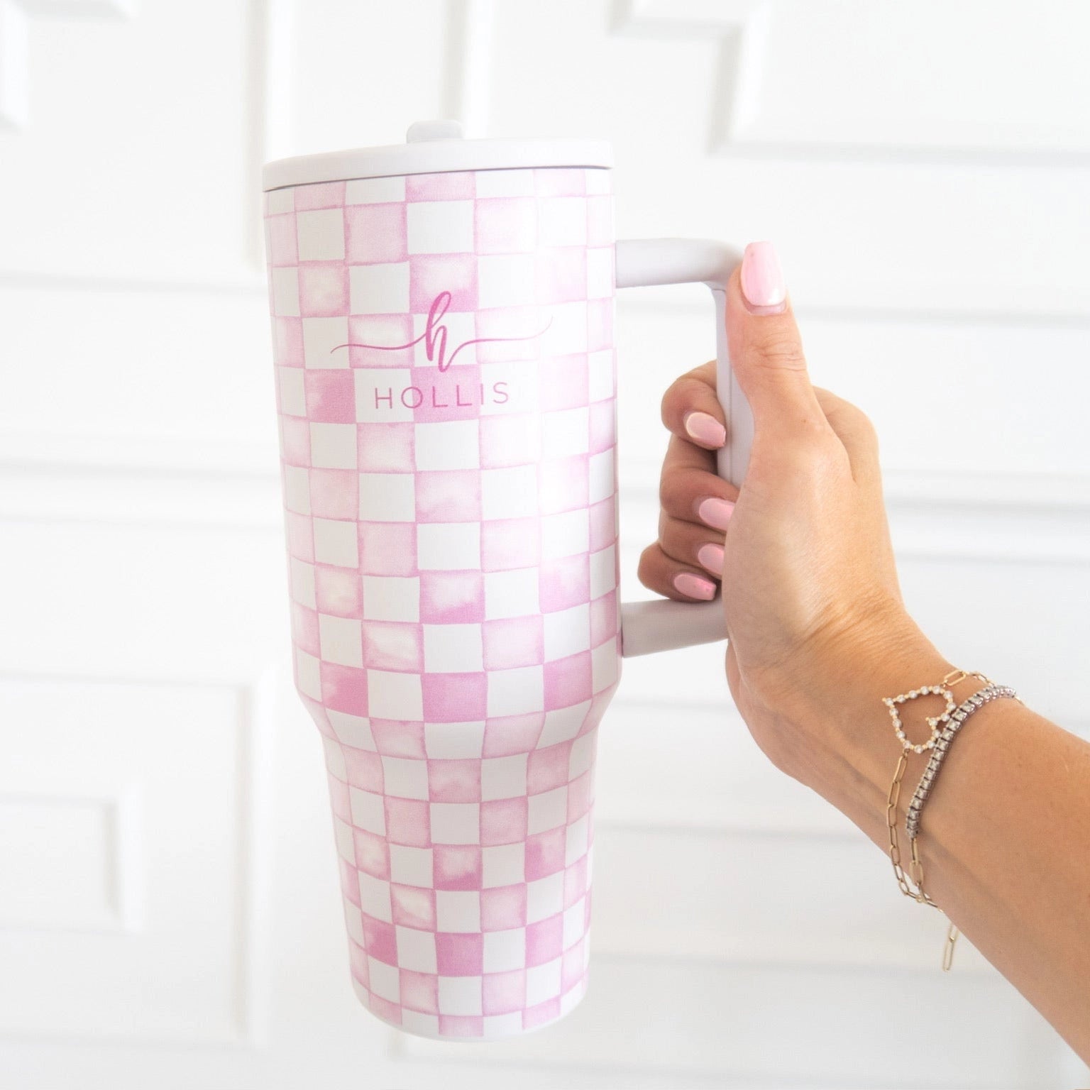 Hollis Hydrochic Tumbler Pink Check