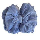 Denim Ruffled Headband Bow