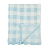 Mud Pie Blue Gingham Luxe Chenille Baby Blanket