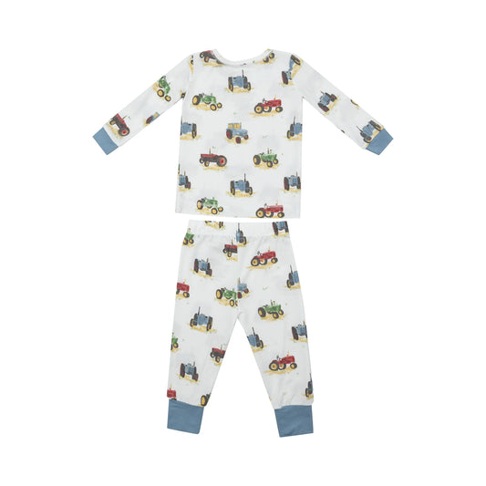 Angel Dear Vintage Tractors Boys Two Piece Bamboo Pajamas