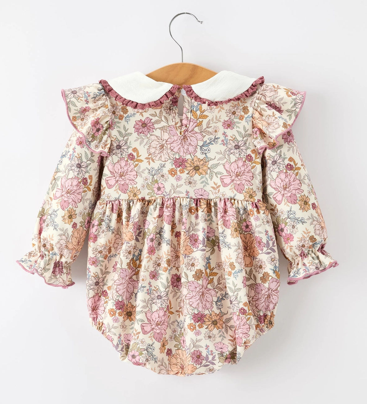 Rylee Faith Girls Floral Peter Pan Collar Bubble