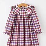 Rylee Faith Plaid Petals Collar Dress
