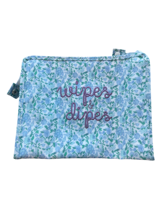 Dipes & Wipes Embroidered TRVL Garden Floral Large Roadie Pouch Bag