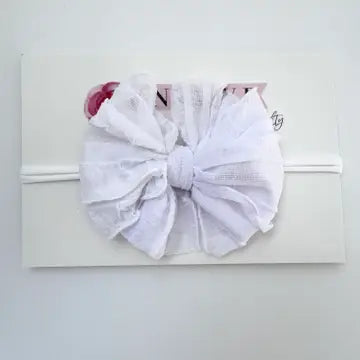 White Skinny Mini Ruffled Headband