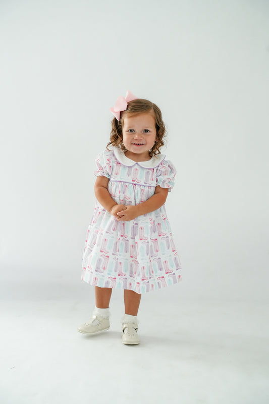 Hamner Hill Tulip Boots and Spurs Collared Girls Dress