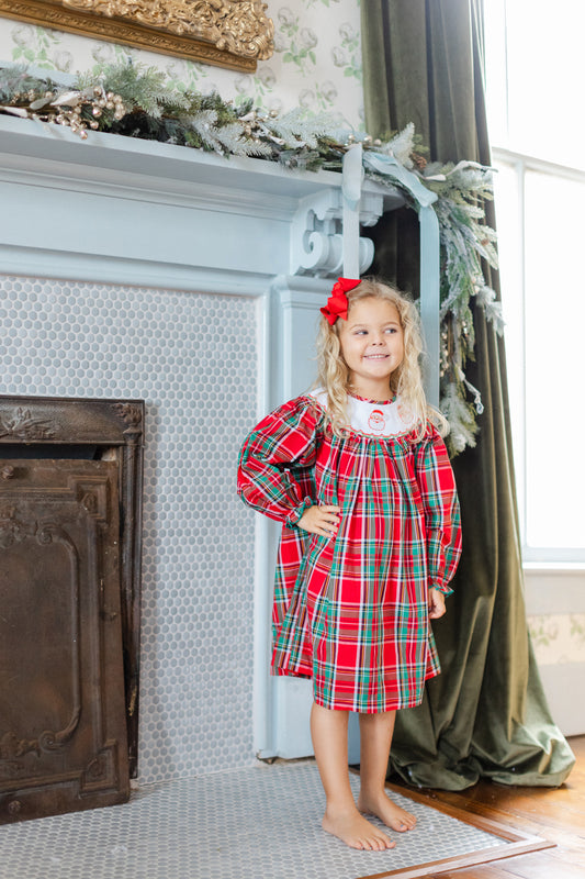 Poppy Kids Co Girls Smocked Santa Dress