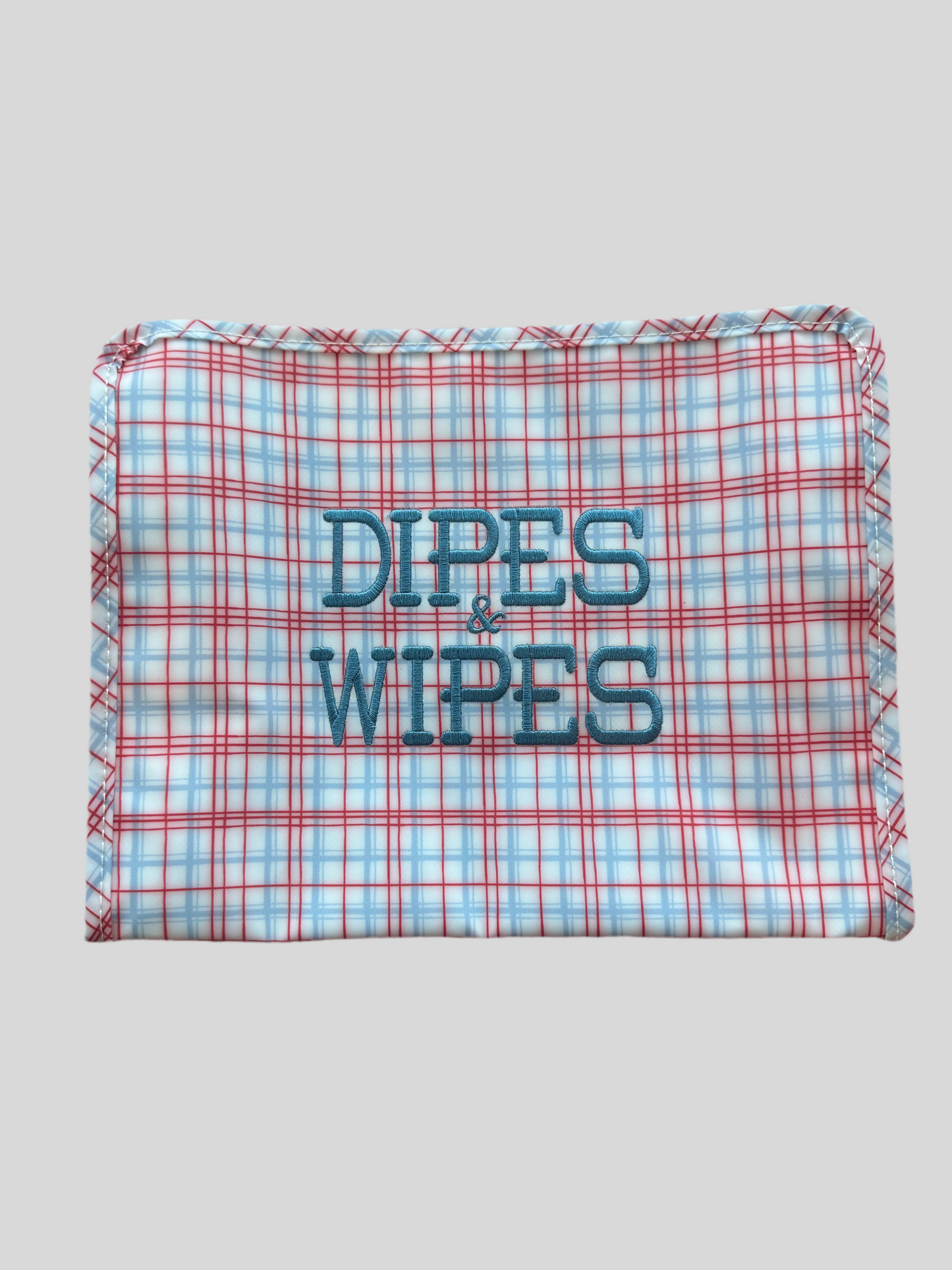 Dipes & Wipes Embroidered TRVL Plaid Large Roadie Pouch Bag