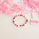 Beaded Blondes - Maroon & White Sprinkle Kids Bracelet