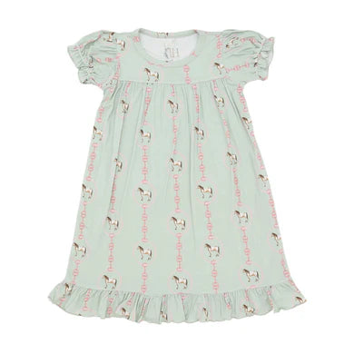 Hamner Hill Girls Green Horse Bridle Bamboo Nightgown Dress