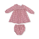 Angel Dear Bandana Floral Smocked Ruffle Girls Long Sleeve & Diaper Set