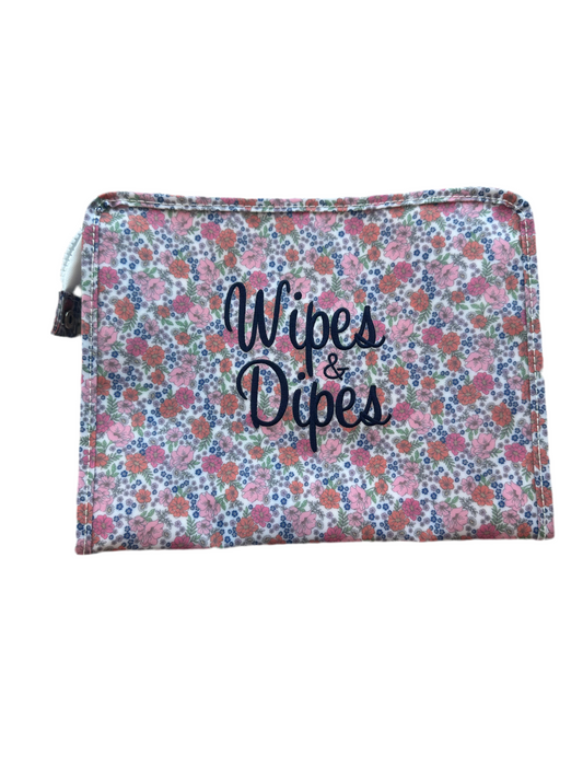 Dipes & Wipes Embroidered TRVL Garden Floral Large Roadie Pouch Bag