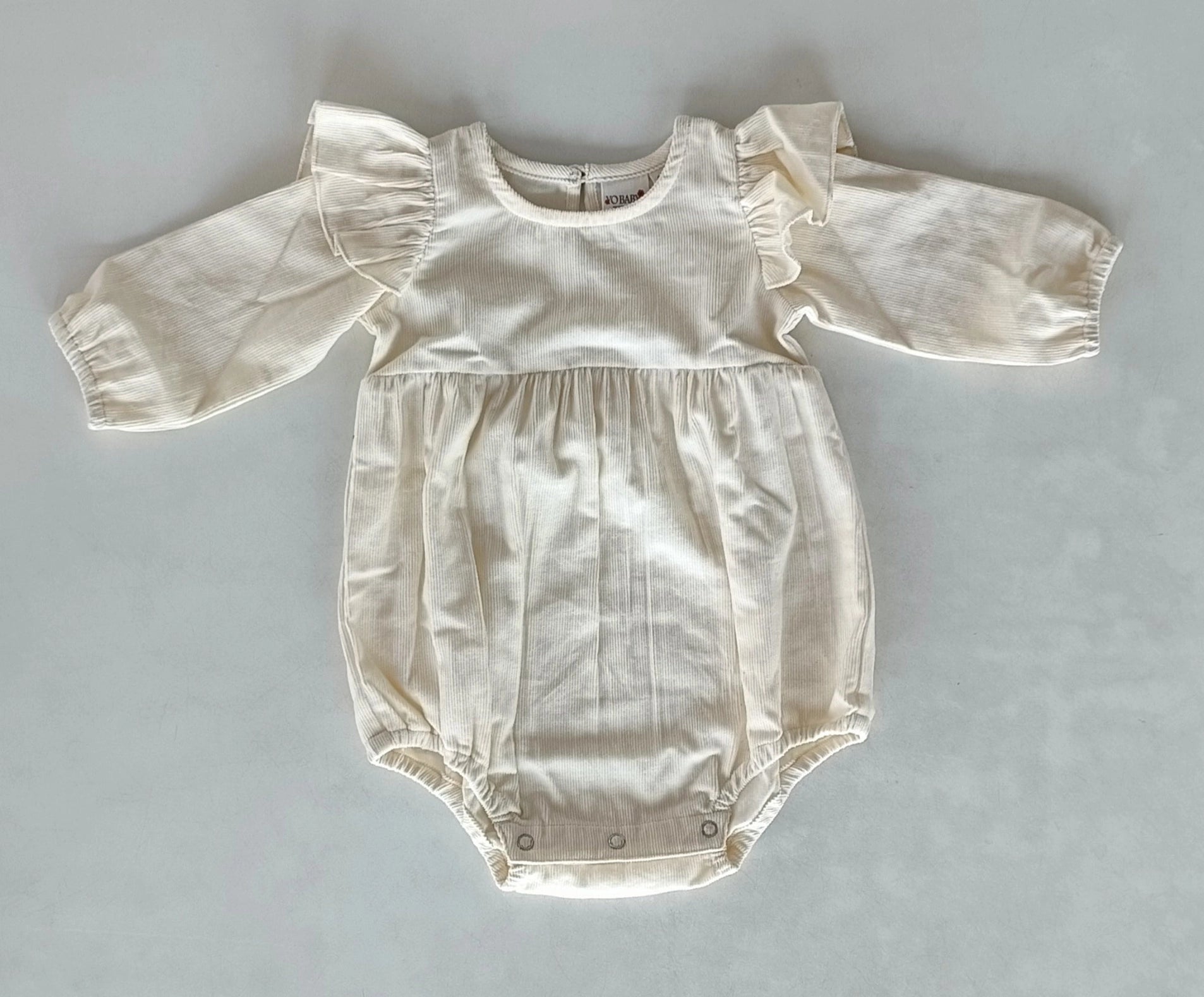 Yo Baby Girls Ivory Corduroy Ruffle Bubble