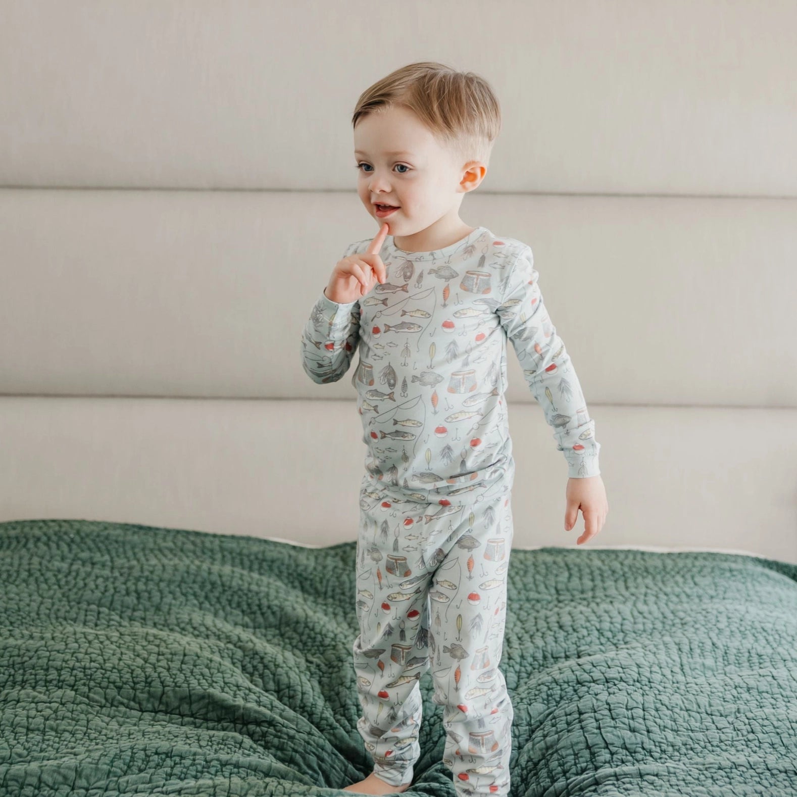 copper pearl Trout long sleeve two piece pajama set