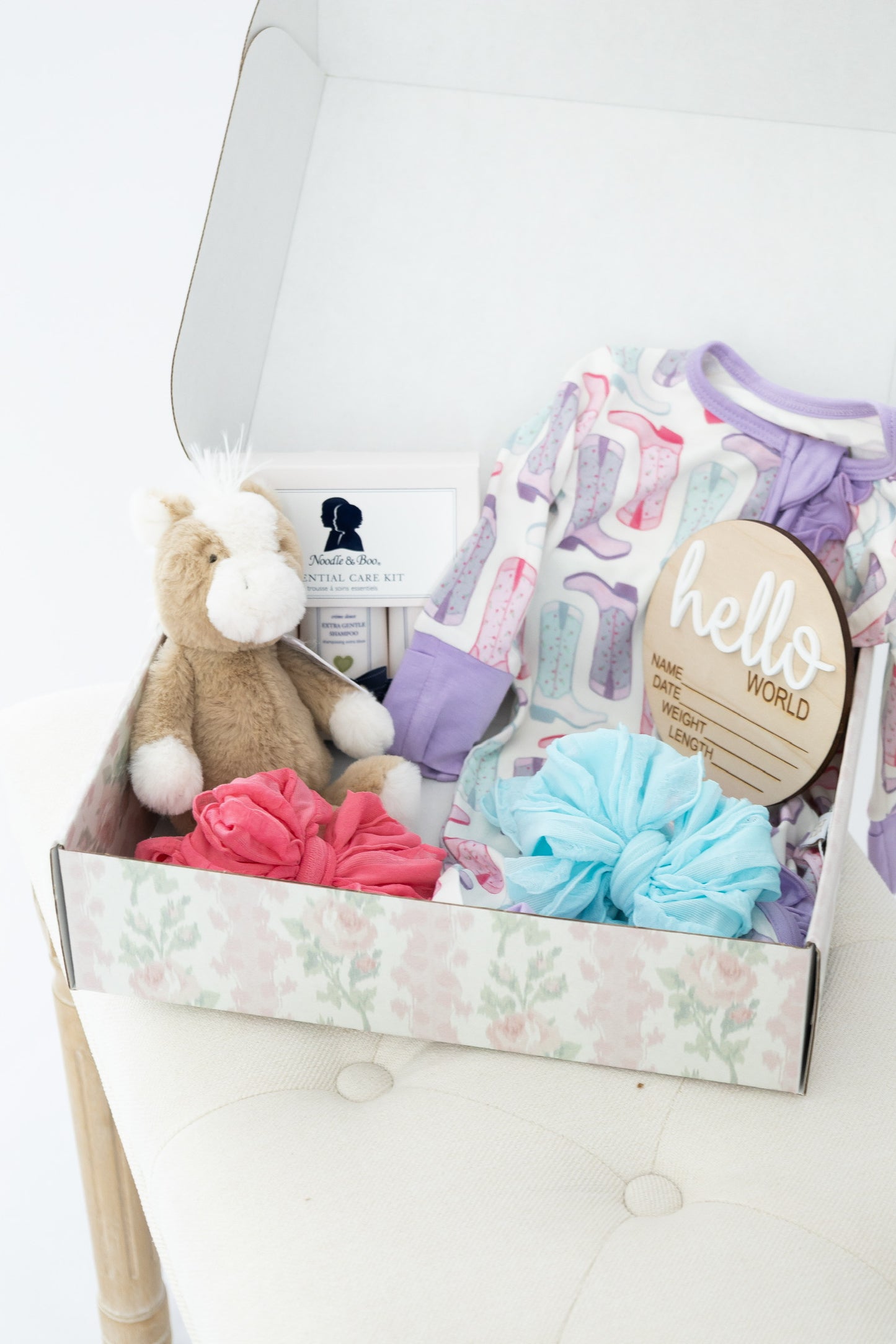 Pastel Boots Girly Newborn Gift Box
