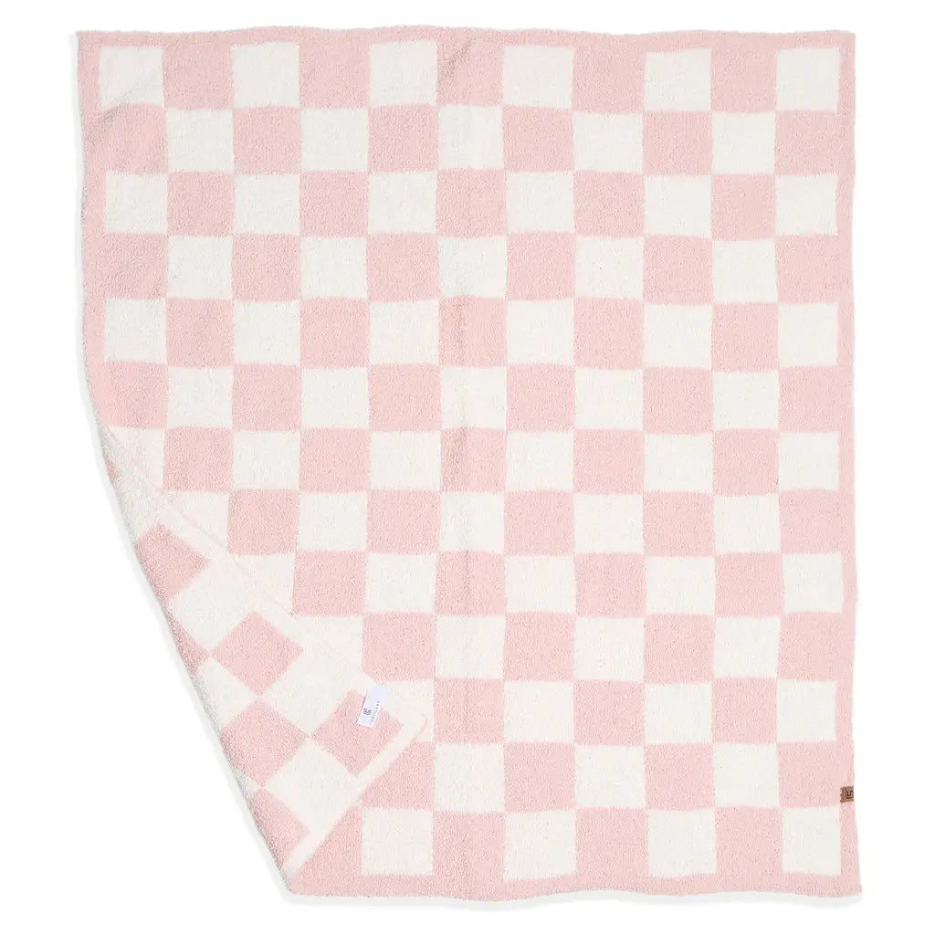 Barefoot Dreams Dupe Pink & White Luxe Cozy Baby Blanket