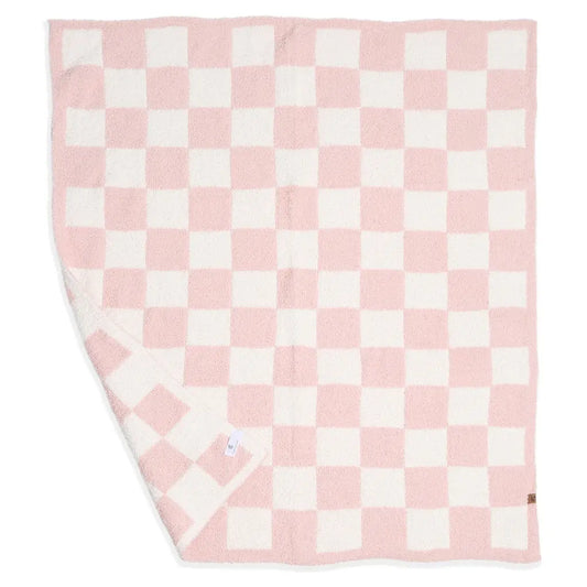 Barefoot Dreams Dupe Pink & White Luxe Cozy Baby Blanket