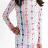 In My Jammers Floral Bow & Plaid Bamboo Girls Two piece pajama set