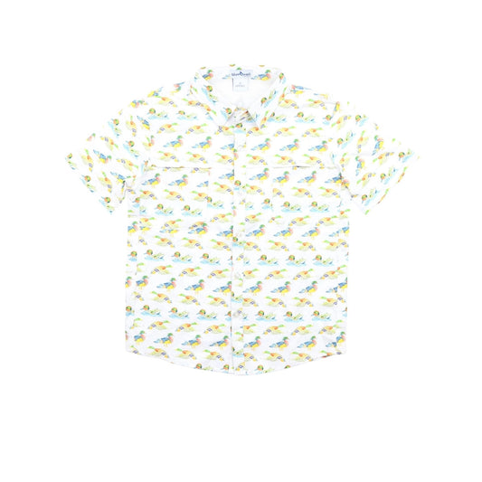 Blue Quail Mallard Ducks Short Sleeve Boys Performance Polo